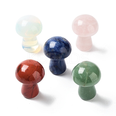 Natural & Synthetic Gemstone Carved Mushroom Statues Ornament G-P525-15-1