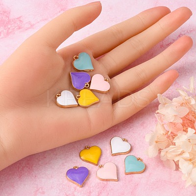 10Pcs 5 Colors Alloy Enamel Pendants ENAM-YW0002-07-1