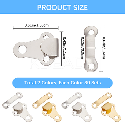 60 Sets 2 Colors Brass Trouser Fasteners KK-CP0001-06-1