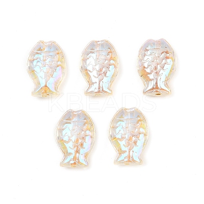 Electroplate and Golden Metal Enlaced Glass Beads EGLA-T029-01A-1