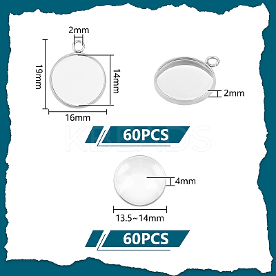 DIY Blank Dome 304 Stainless Steel Pendant Making Kits DIY-UN0056-03A-1