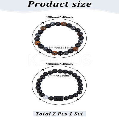 Natural Mixed Gemstone Stretch Bracelets BJEW-LP0001-25I-1