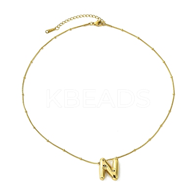 Ion Plating(IP) Initial Letter 304 Stainless Steel Pendant Necklace NJEW-R265-05G-N-1