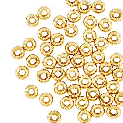 50Pcs Rondelle Brass Spacer Beads KK-HY0001-11-1