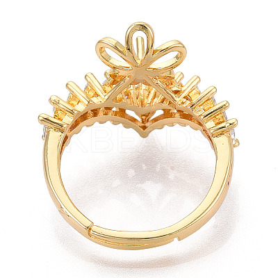Flower Brass Micro Pave Cubic Zirconia Cup Peg Ring Settings KK-N274-01G-1
