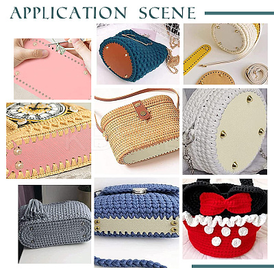 6Pcs PU Leather Oval Long Bottom for Knitting Bag FIND-PH0004-68-1
