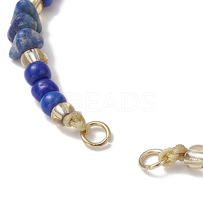 Natural Lapis Lazuli Chips & Handmade Seed Beads Braided Bracelet Making AJEW-MZ00004-06-1