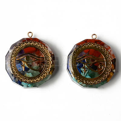 Flat Round Epoxy Resin Pendants G-R478-22C-1