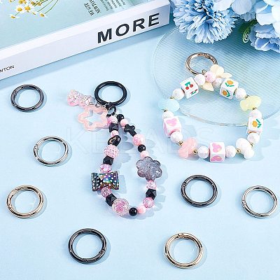 18Pcs 3 Colors Zinc Alloy Spring Gate Rings FIND-SP0001-51-1