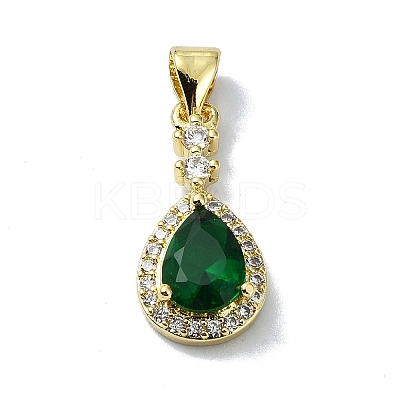 Rack Plating Real 18K Gold Plated Brass Micro Pave Cubic Zirconia Pendants KK-B084-07G-1