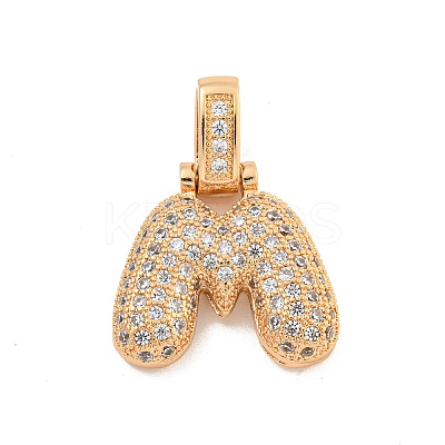 Brass Micro Pave Clear Cubic Zirconia Pendants KK-B099-01G-M-1