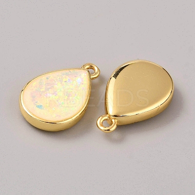 Brass Resin Imitation Opal Pendants LS-KK-WH0054-67G-1