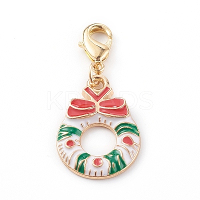 Christmas Themed Alloy Enamel Pendants HJEW-JM00457-05-1