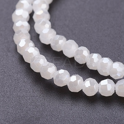 Faceted(32 Facets) Round Electroplate Imitation Jade Glass Beads Strands X-EGLA-D021-03-1