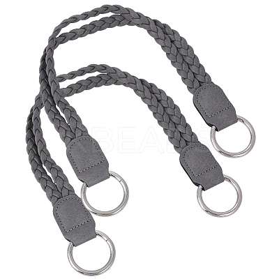 2Pcs Braided PU Leather Handles PURS-CL0001-18B-1