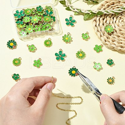 60Pcs 10 Styles Golden Tone Alloy Enamel Pendants FIND-CJ0003-48-1
