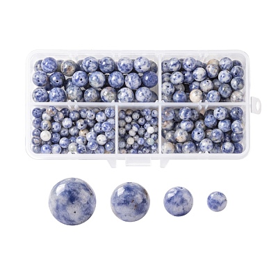340Pcs 4 Sizes Natural Blue Spot Jasper Beads G-LS0001-17-1