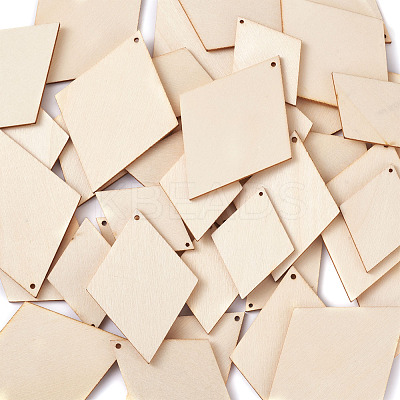DIY Rhombus Shape Natural Wood Pendants Earring Making Kits DIY-YS0001-14-1
