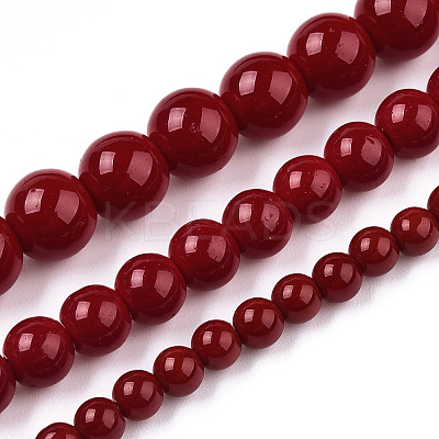 Opaque Solid Color Glass Beads Strands GLAA-T032-P6mm-05-1