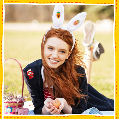 36Pcs 9 Styles Easter Rabbit & Carrot Yarn Knitted Appliques PATC-FG0001-76-1