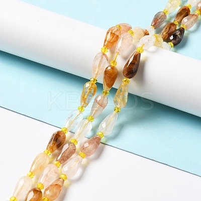 Natural Yellow Hematoid Quartz/Golden Healer Quartz Beads Strands G-B028-A08-1