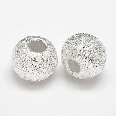 Round 925 Sterling Silver Textured Beads STER-F012-23G-1