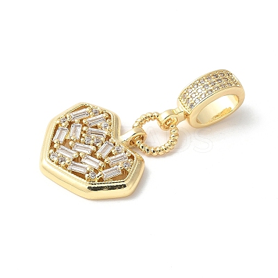 Brass Micro Pave Cubic Zirconia European Dangle Charms ZIRC-I071-10G-1
