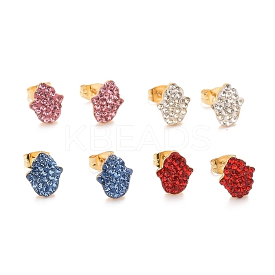 304 Stainless Steel Enamel Stud Earrings EJEW-B009-19G-1