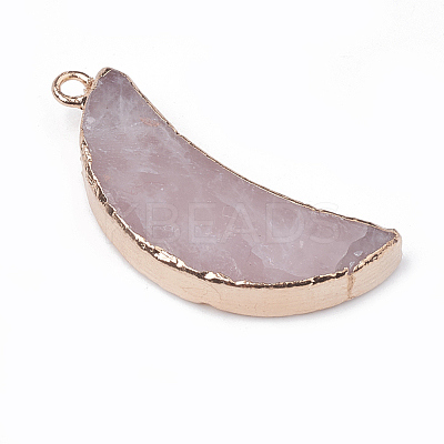 Electroplate Natural Rose Quartz Pendants G-S329-014C-1