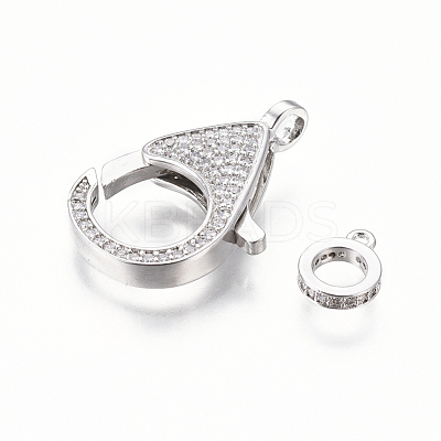Brass Micro Pave Cubic Zirconia Lobster Claw Clasps ZIRC-F109-07P-1
