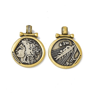 Rack Plating Brass Micro Pave Clear Cubic Zirconia Pendants KK-I696-03-1