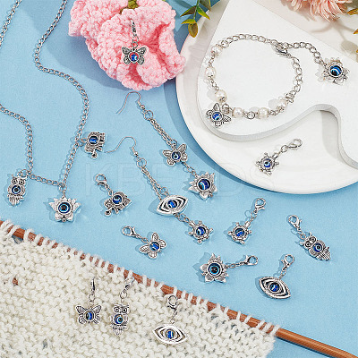 4 Sets Evil Eye Pendant Decorations HJEW-NB0001-68-1
