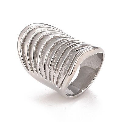 Non-Tarnish 304 Stainless Steel Chunky Hollow Ring for Men Women RJEW-B040-12P-1