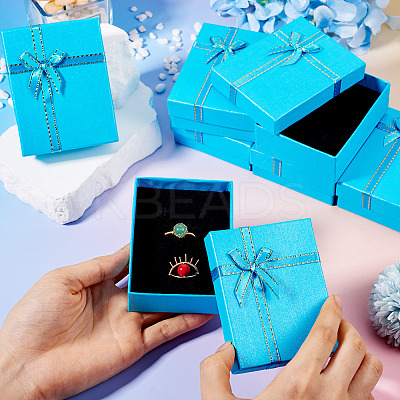 Rectangle Paper Jewelry Set Storage Boxes with Bowknot CON-TAC0014-04A-1