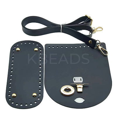 Handmade PU Leather Crochet Shoulder Bag Accessories Kits PW-WG3C495-01-1