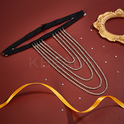 Tassel Alloy Crystal Rhinestone Thigh Chain for Women AJEW-WH0554-38A-1