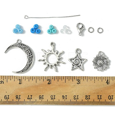 DIY Ocean Theme Glass Seed & Alloy Pendant Jewelry Kits DIY-FS0006-16-1