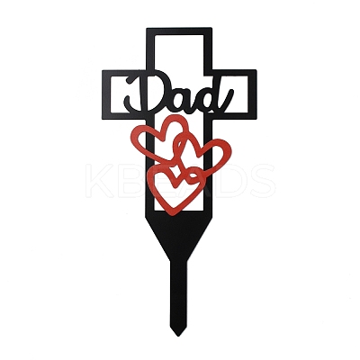 Halloween Iron Dad Heart Memorial Grave Plaque Stake Inserts Decoration FIND-WH0152-159A-1