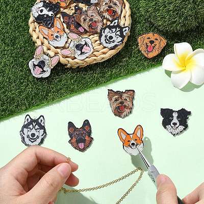 35Pcs 7 Styles Opaque Printed Acrylic Pendants OACR-CJ0002-64-1