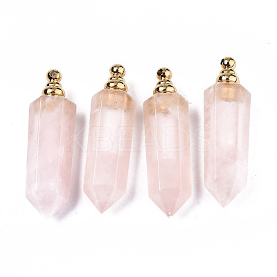 Faceted Natural Rose Quartz Pendants G-T131-13-1