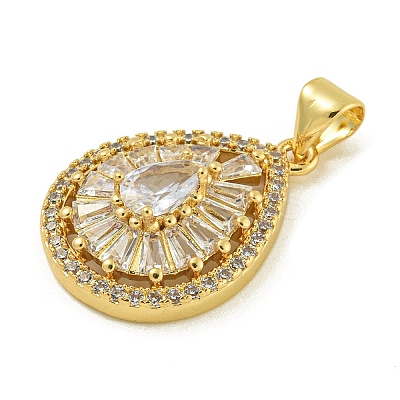 Rack Plating Brass Pave Cubic Zirconia Pendants KK-U029-28G-07-1
