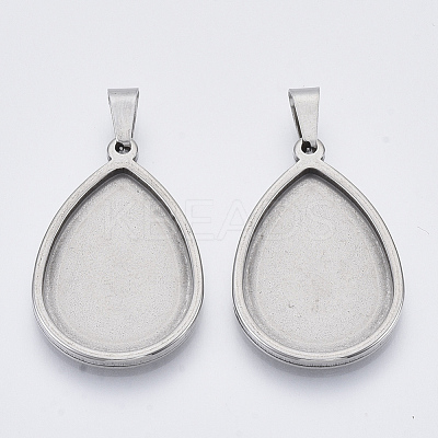 Non-Tarnish 201 Stainless Steel Pendant Cabochon Settings STAS-R101-01-1