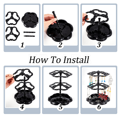 2 Sets 2 Colors 2-Tier 360 Rotating Plastic Jewelry Organizer Display Stands EDIS-PH0001-88-1
