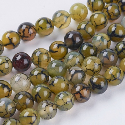 Natural Dragon Veins Agate Beads Strands G-G515-8mm-02B-1