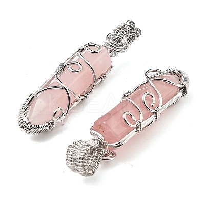 Natural Rose Quartz Pendants G-K338-28P-01-1