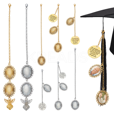 Oval Alloy Graduation Cap Pendant Decoration HJEW-AR00003-1