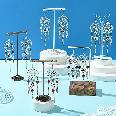 Alloy Feather Dangle Earrings EJEW-FS00028-1