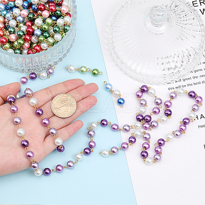 5Pcs 5 Color Handmade Glass Pearl Beaded Chain AJEW-CA0003-32-1