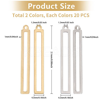 40Pcs 2 Colors 304 Stainless Steel Pendants FIND-CA0009-48-1