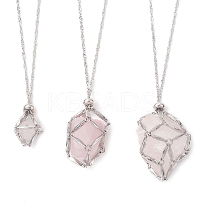 3Pcs 3 Sizes 304 Stainless Steel Macrame Pouch Empty Stone Holder Necklace Making NJEW-JN05239-1